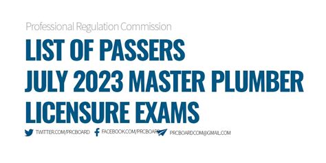 RESULTS: July 2023 Master Plumbers Licensure Examination.